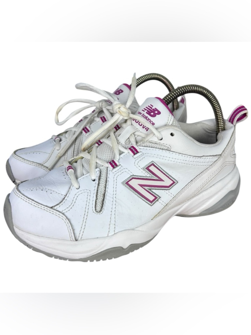 New Balance Women's 608 V4 White & Pink Leather Sneakers-Shoes WX608V4P Size 9 D